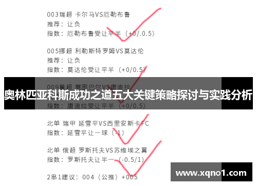 奥林匹亚科斯成功之道五大关键策略探讨与实践分析